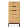 Voir la diapositive 4 : VS VENTA-STOCK Commode haute Monica 5 tiroirs couleur Bois