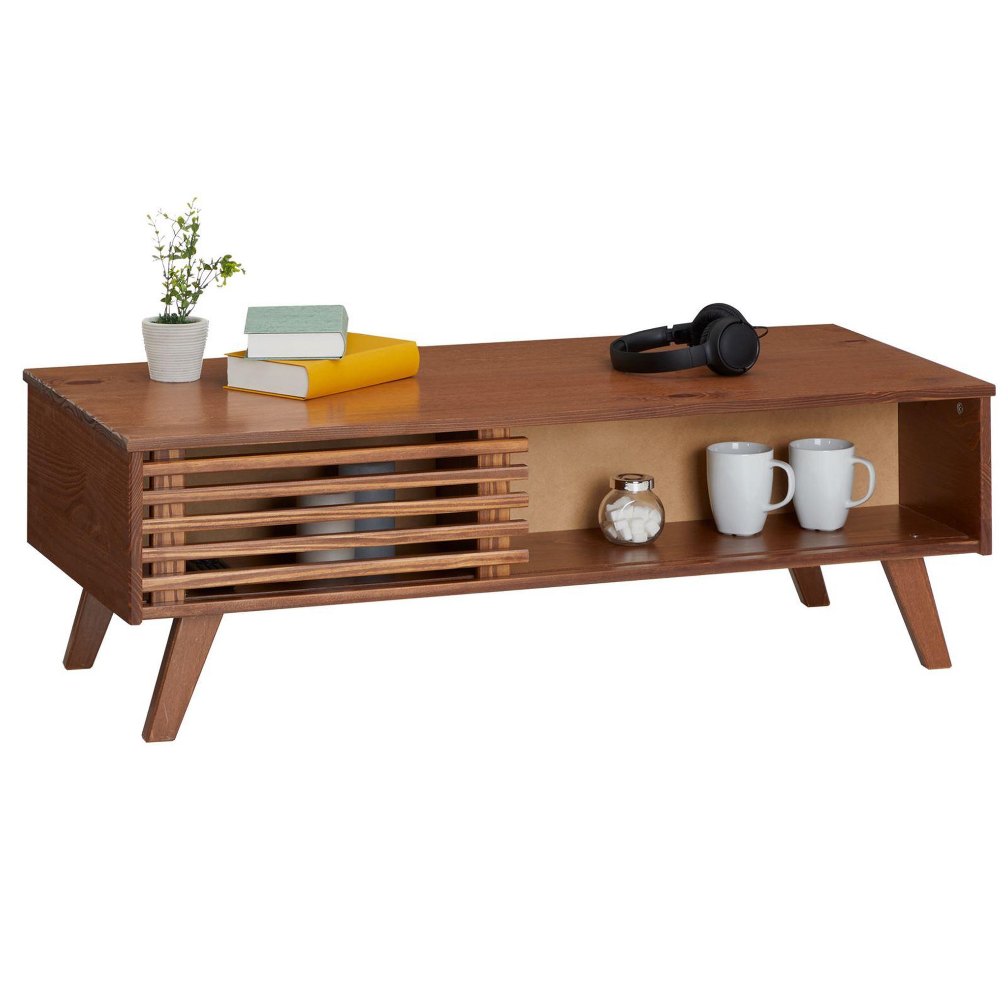 Voir la diapositive 1 : IDIMEX Table basse SEAN avec niches, en pin massif
