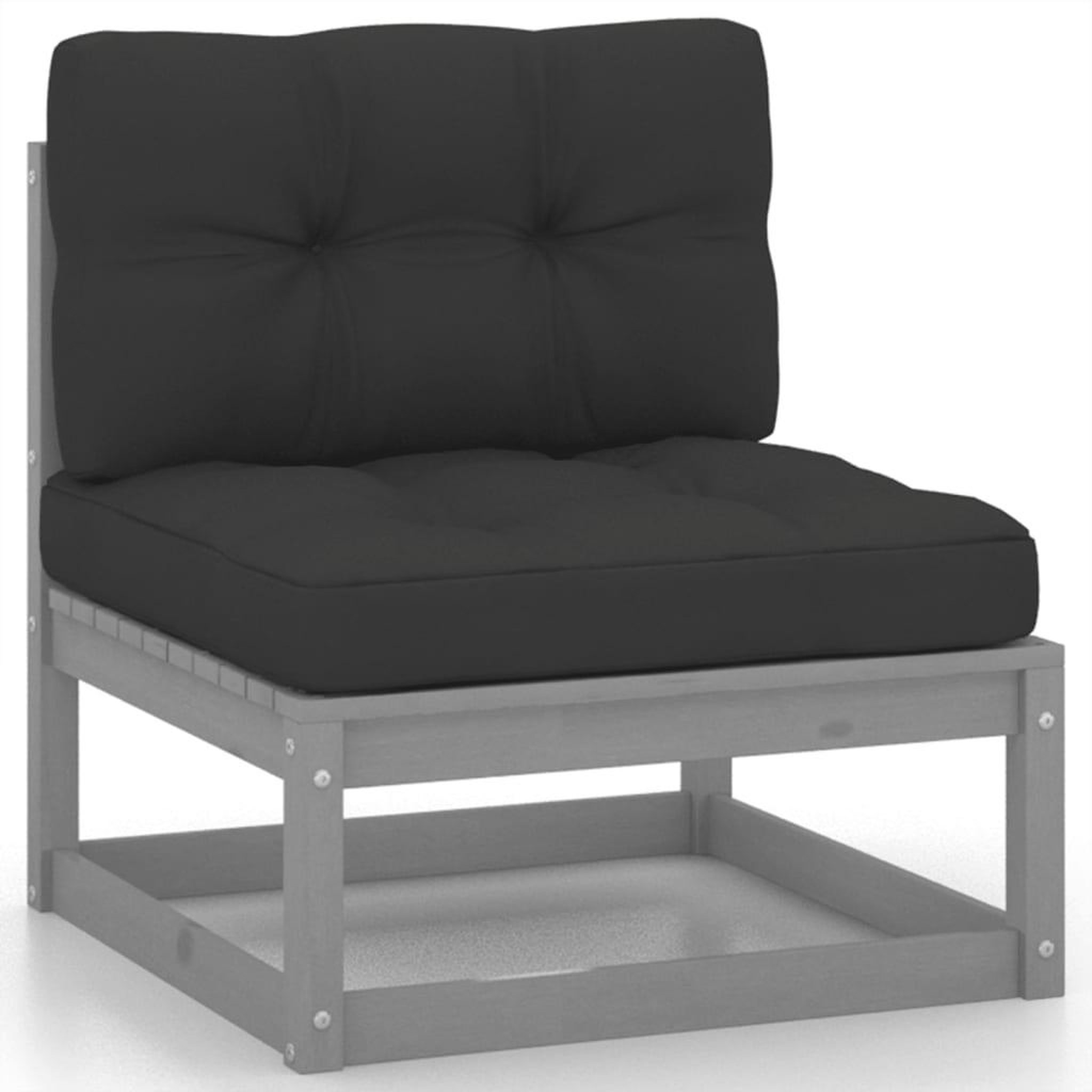 Voir la diapositive 5 : VIDAXL Salon de jardin 13 pcs avec coussins Gris Bois de pin massif