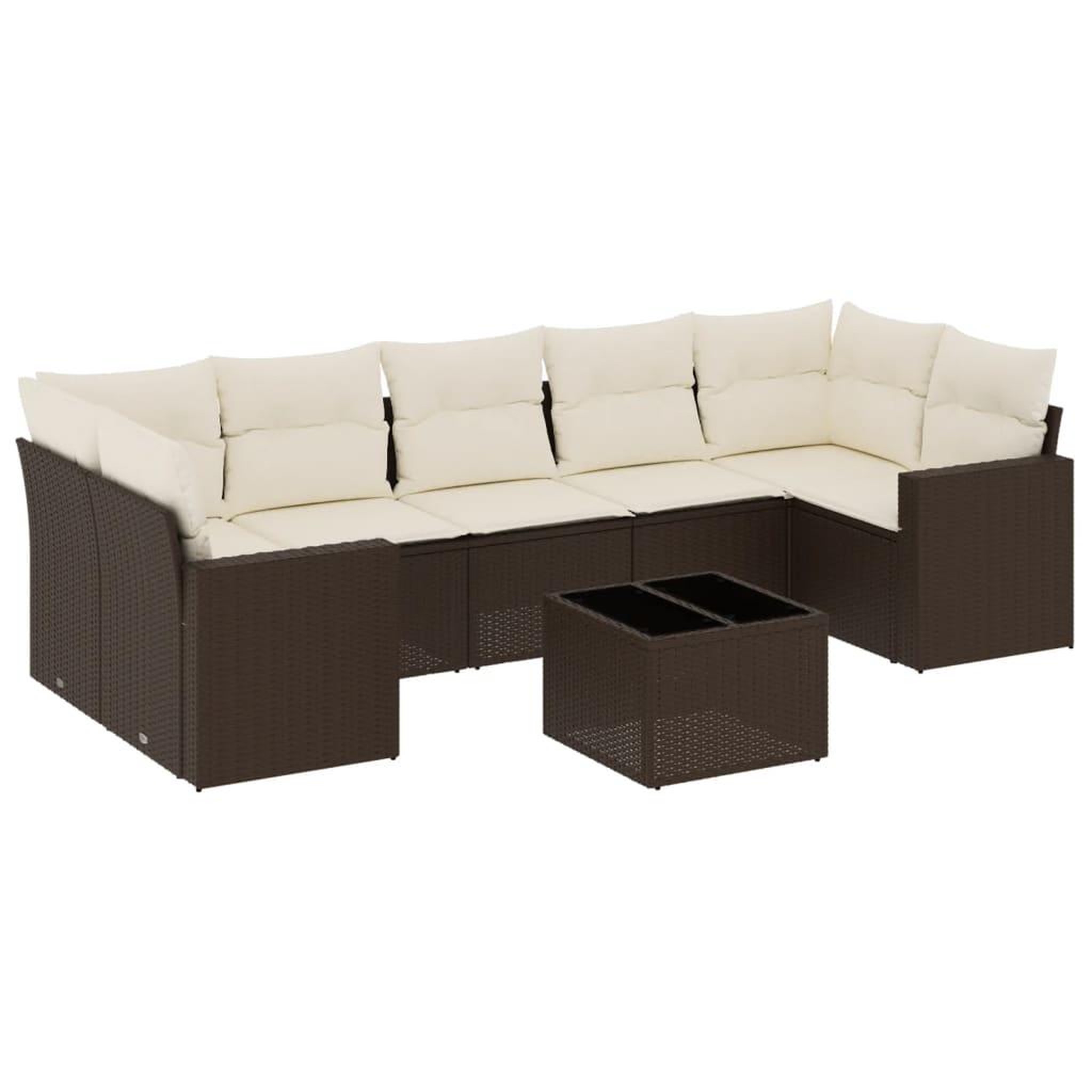 Voir la diapositive 2 : VIDAXL Salon de jardin 8 pcs avec coussins marron resine tressee