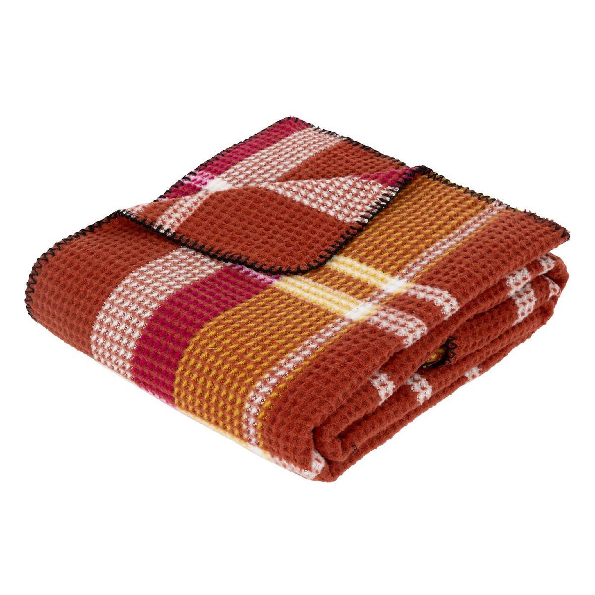 ATMOSPHERA Plaid gaufré imprimé  owen  130x180cm terracotta