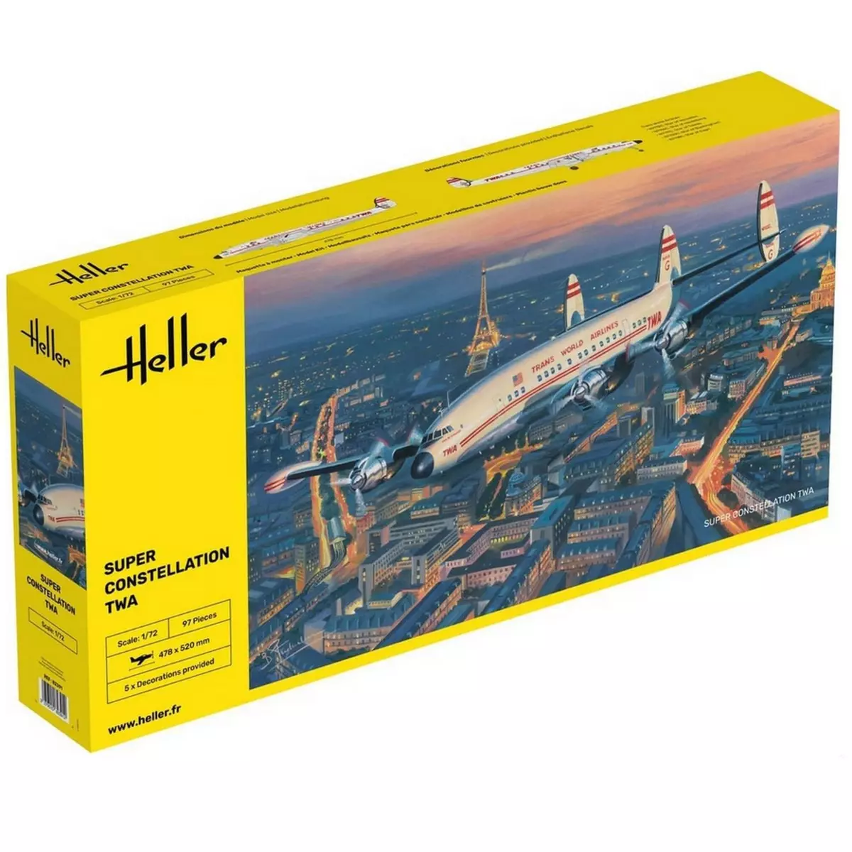 Heller Maquette Avion : Super Constellation TWA