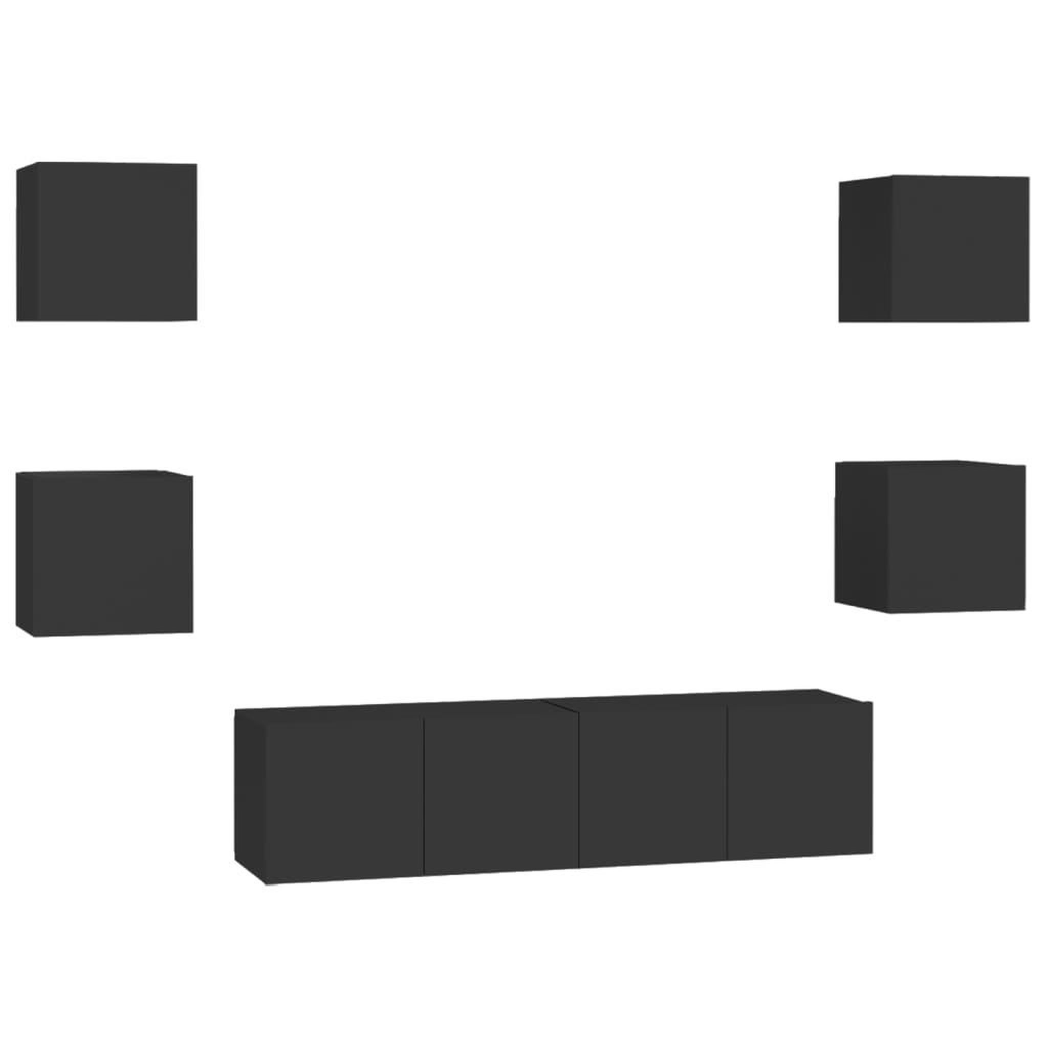 Voir la diapositive 2 : VIDAXL Ensemble de meubles TV 6 pcs Noir Bois d'ingenierie