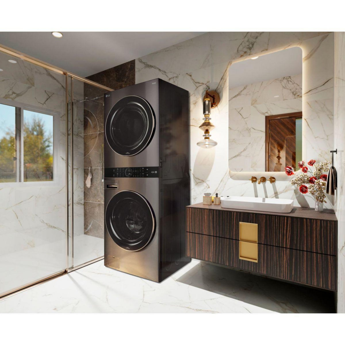 LG Lave linge séchant hublot F761TOWERB Washtower