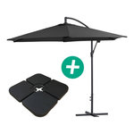 Habitat et Jardin Parasol jardin déporté Alu  Ilios  - Rond - Ø 3 m - Noir - Dalles incluses