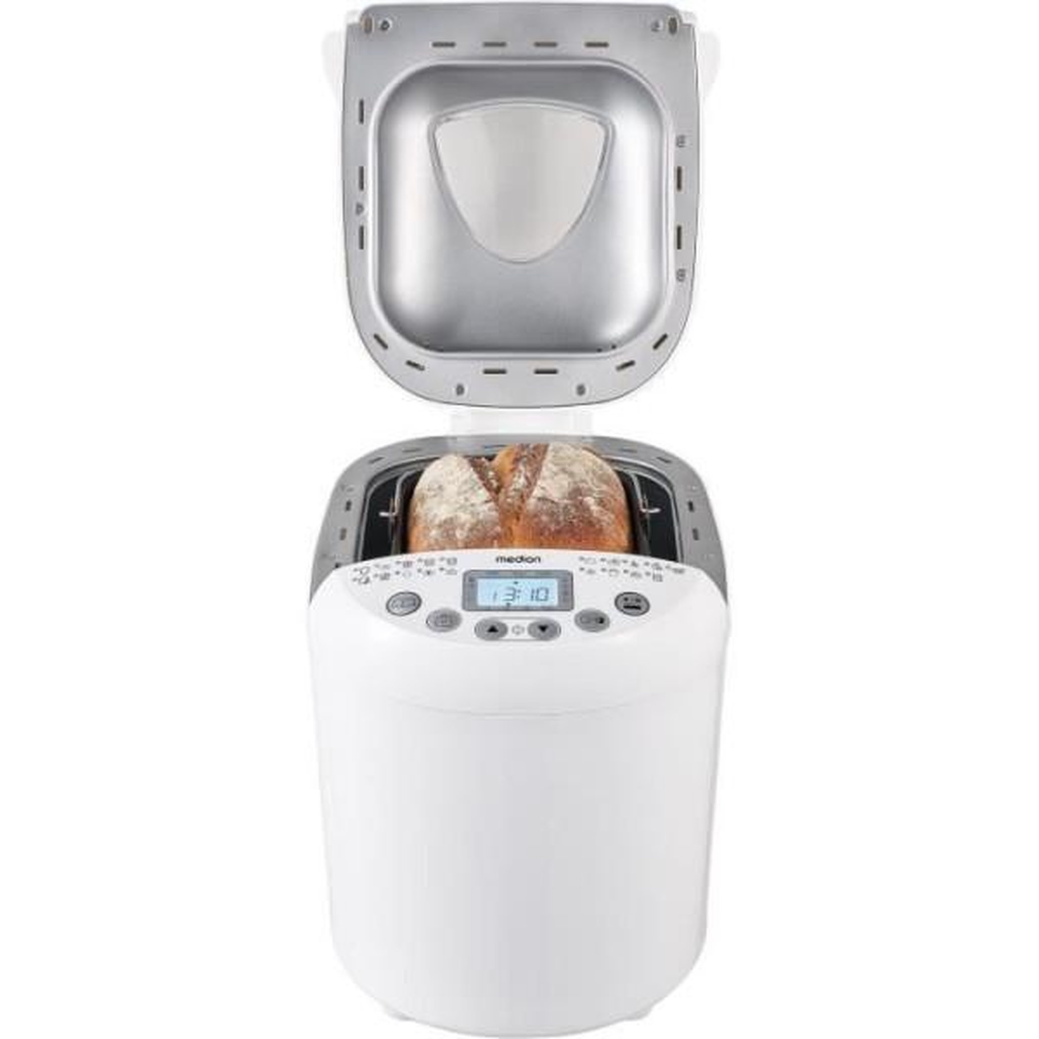 Voir la diapositive 2 : Medion Machine a pain machine a pain - medion - 50073723 - 550 w - 19 programmes - hublot - blanc