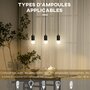 HOMCOM Lustre suspension style industriel 3 lampes 40 W max. hauteur réglable dim. 50L x 8l x 33H cm métal noir bois hévéa