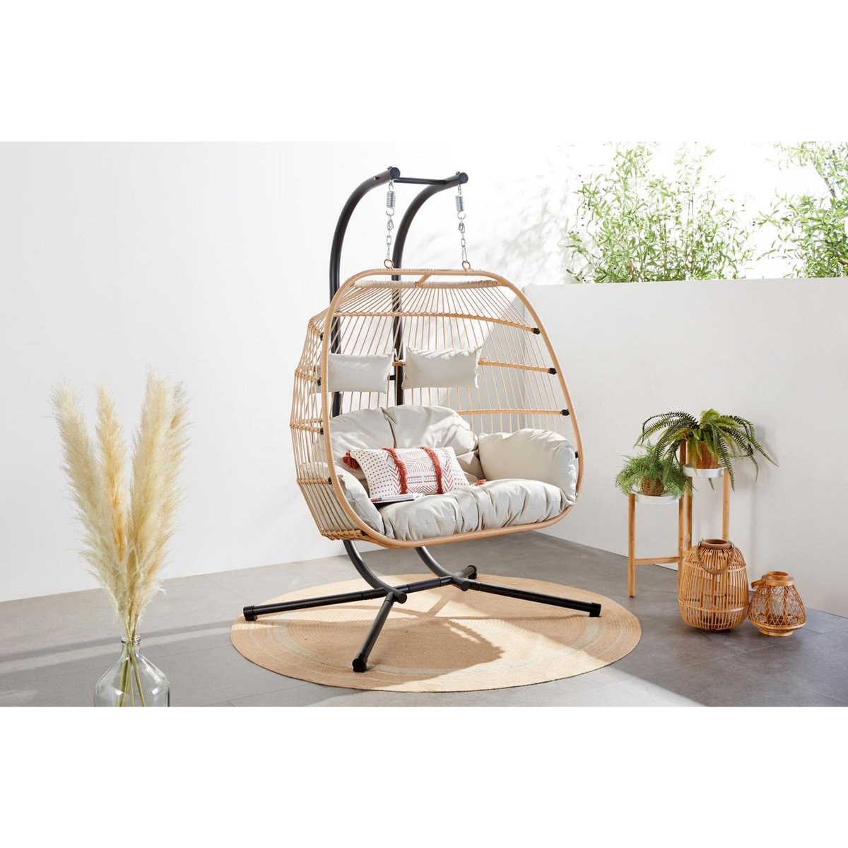 CONCEPT USINE Fauteuil suspendu 2 places effet rotin  FARO