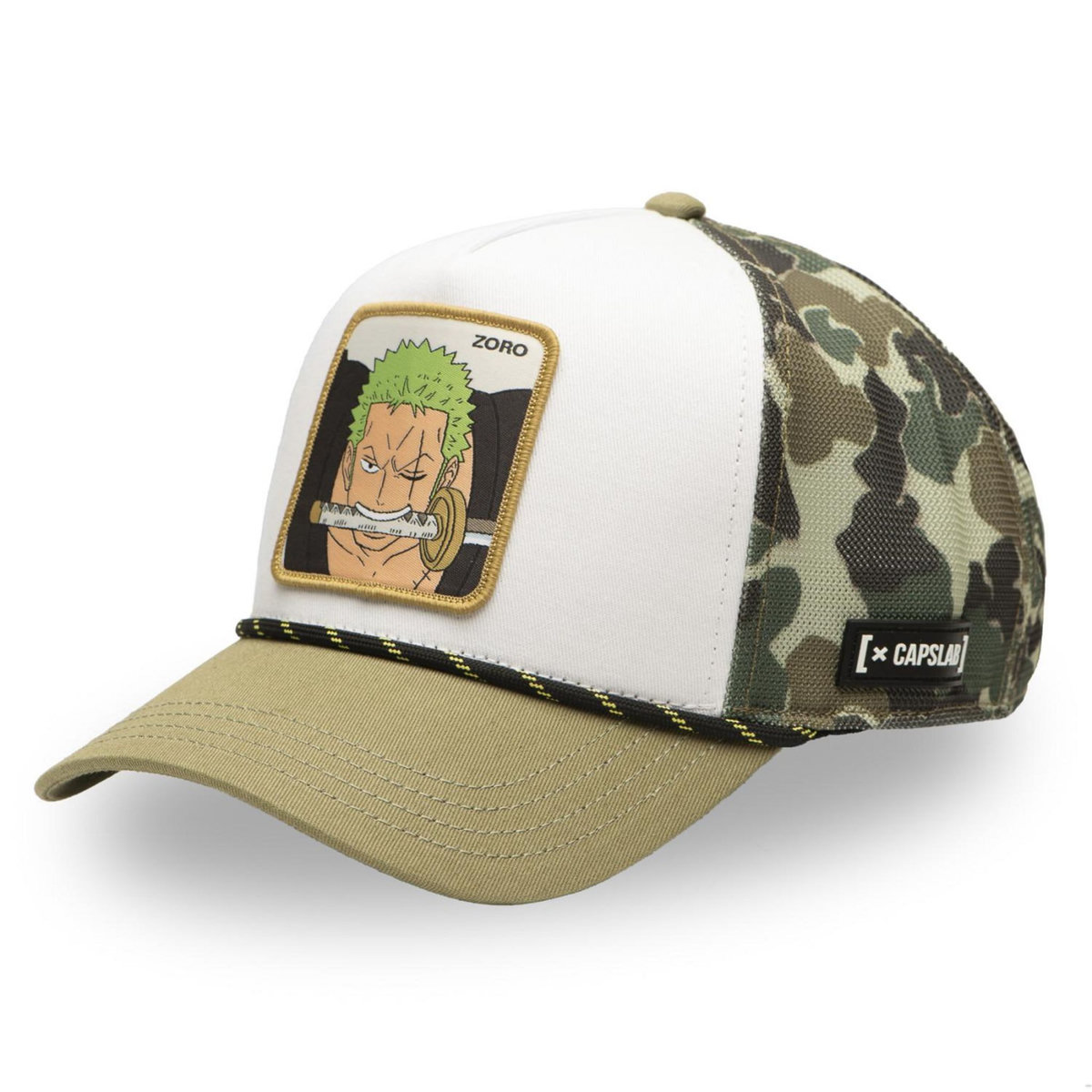 CAPSLAB Casquette trucker premium avec filet One piece Zoro Camo