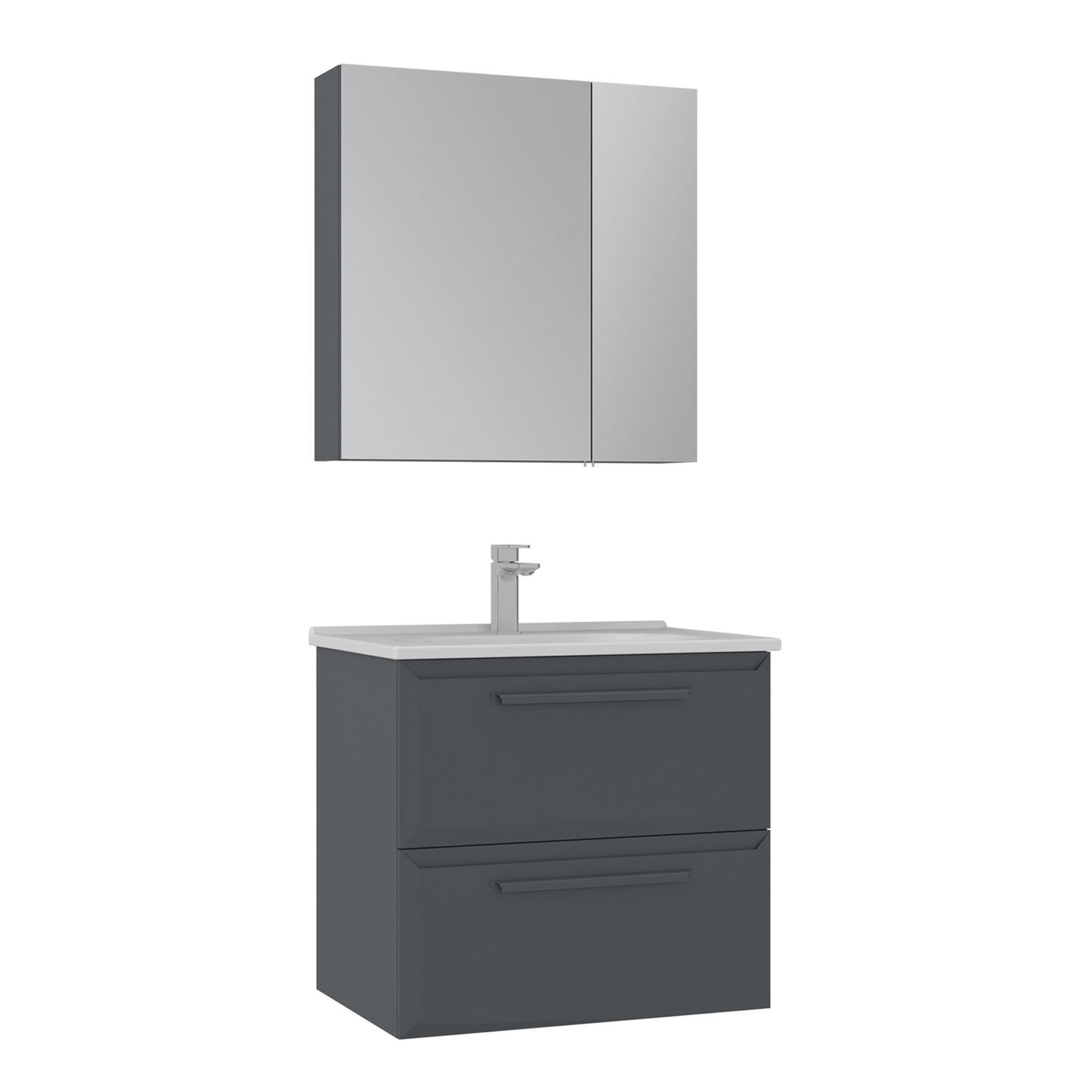 Habitat et Jardin Meuble avec simple vasque et miroir  Nuvola 65 v2  - 65 x 50 x 62 cm - Anthracite