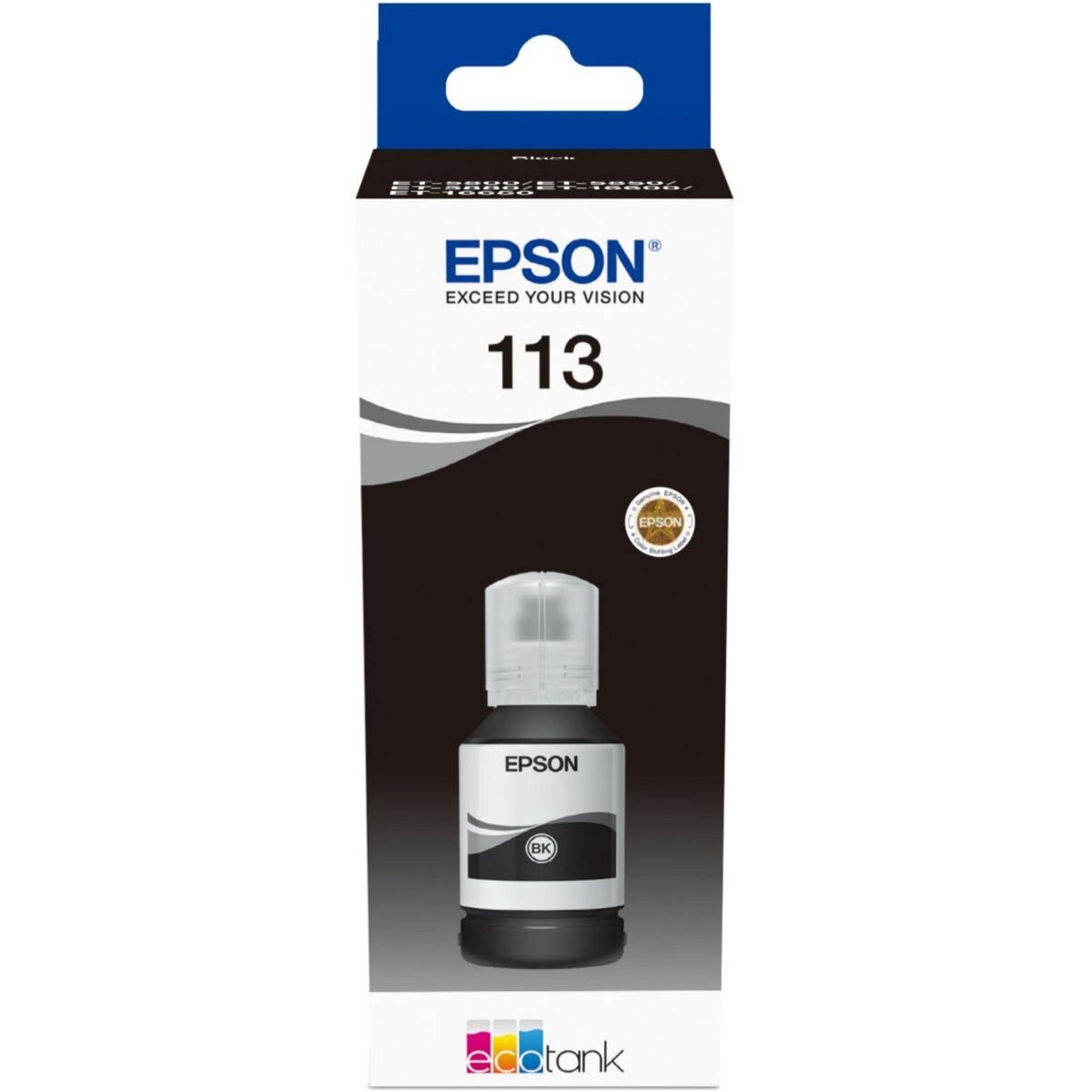 Epson Encre Bouteille d'Encre Ecotank 113 Noire Grande Contenance (127ml) - C13T06B140
