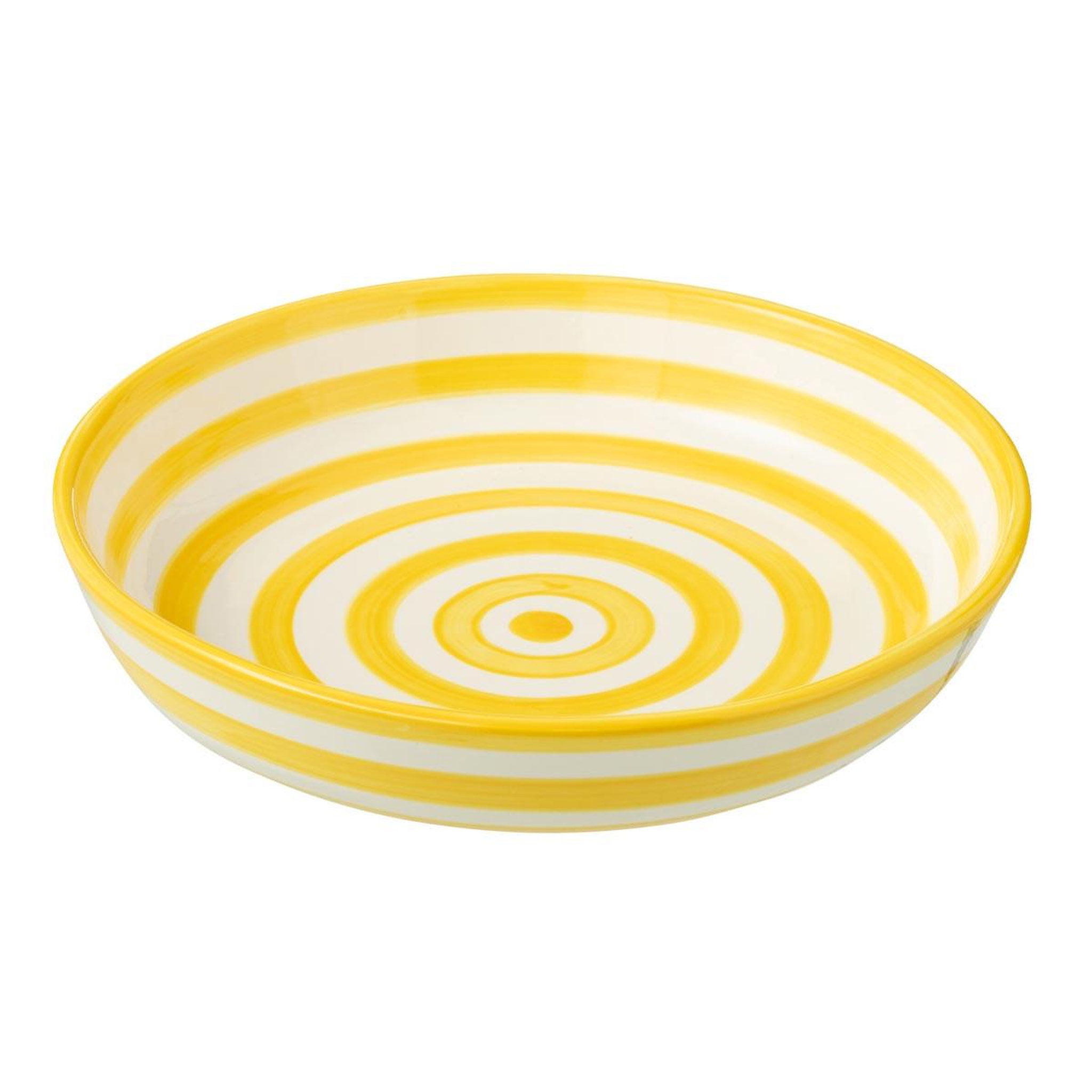 J-LINE Coupelle basse en céramique  granada rayure  25cm jaune