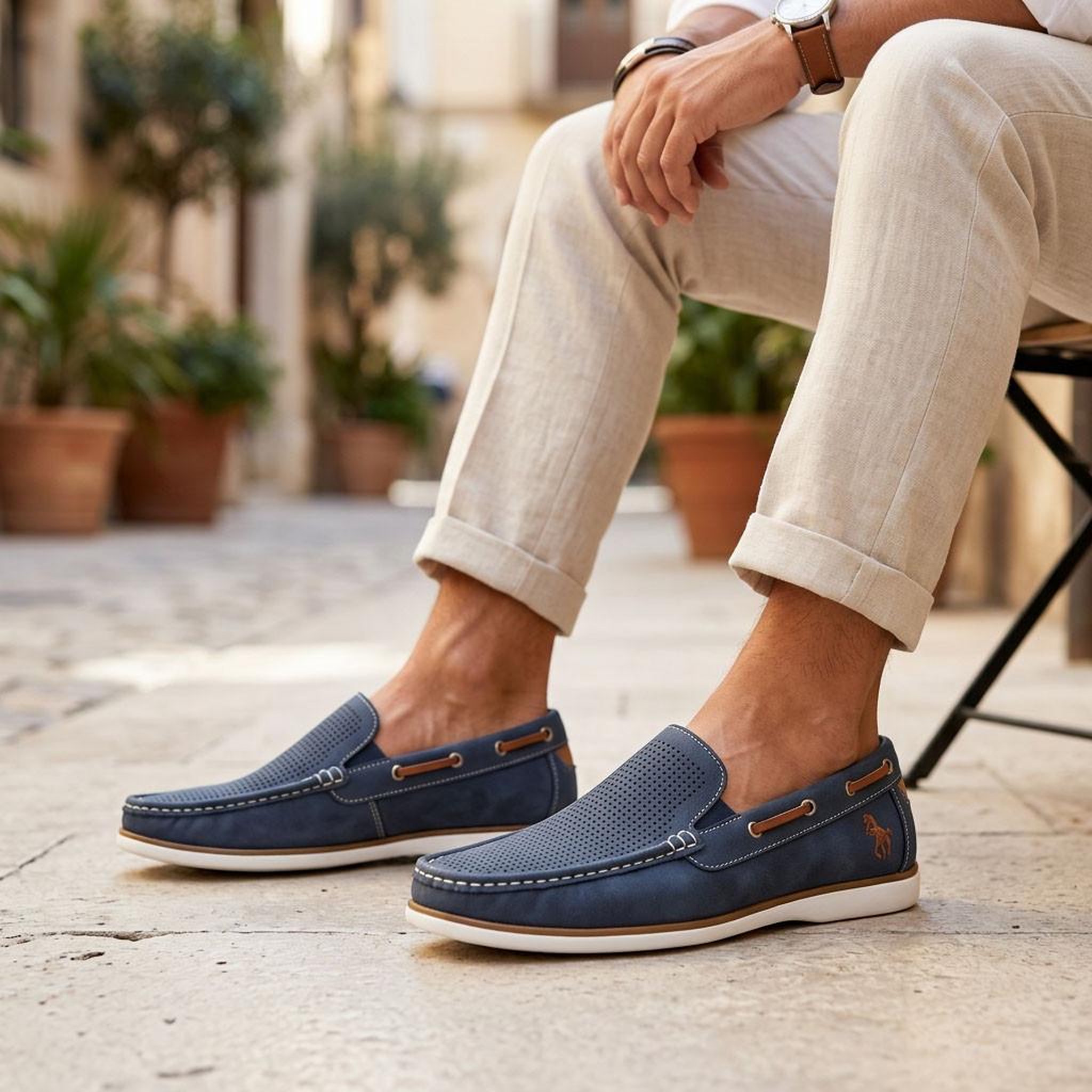 Voir la diapositive 2 : OZABI OZABI Mocassins homme respirants perforés confort été 39-45