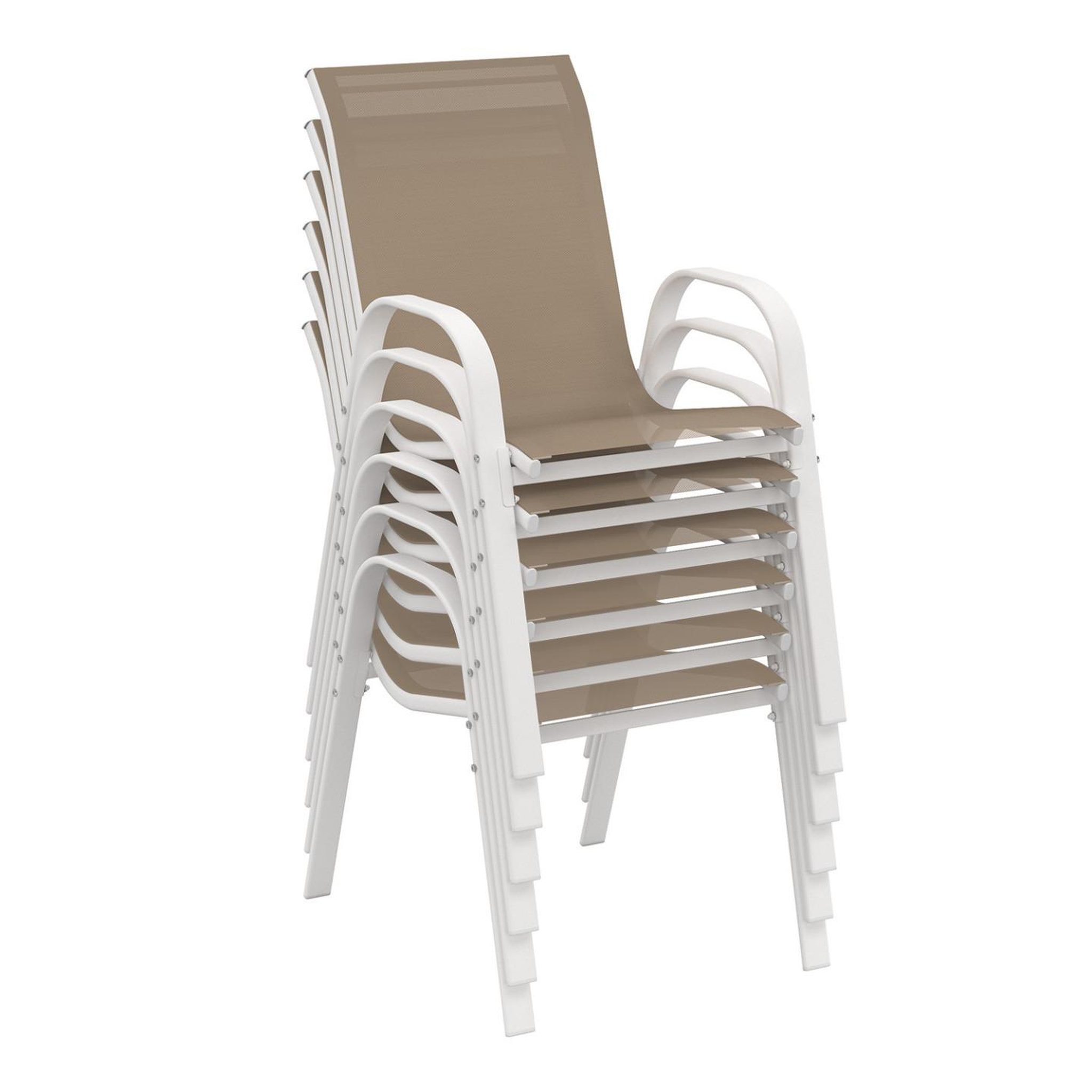 Voir la diapositive 4 : ID MARKET Salon de jardin madrid table 240 cm et 10 chaises empilables blanc et beige taupe