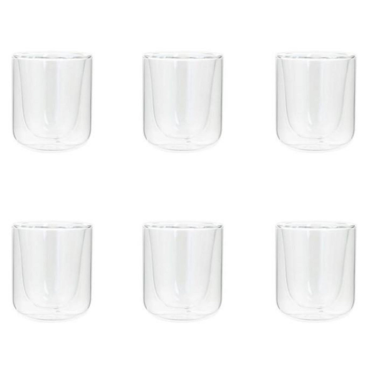 SECRET DE GOURMET Lot de 6 Tasses à Café Double Paroi  Forte  8cl Transparent