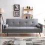 Voir la diapositive 2 : CONCEPT USINE Canapé convertible 3 places en tissu gris WOODEN