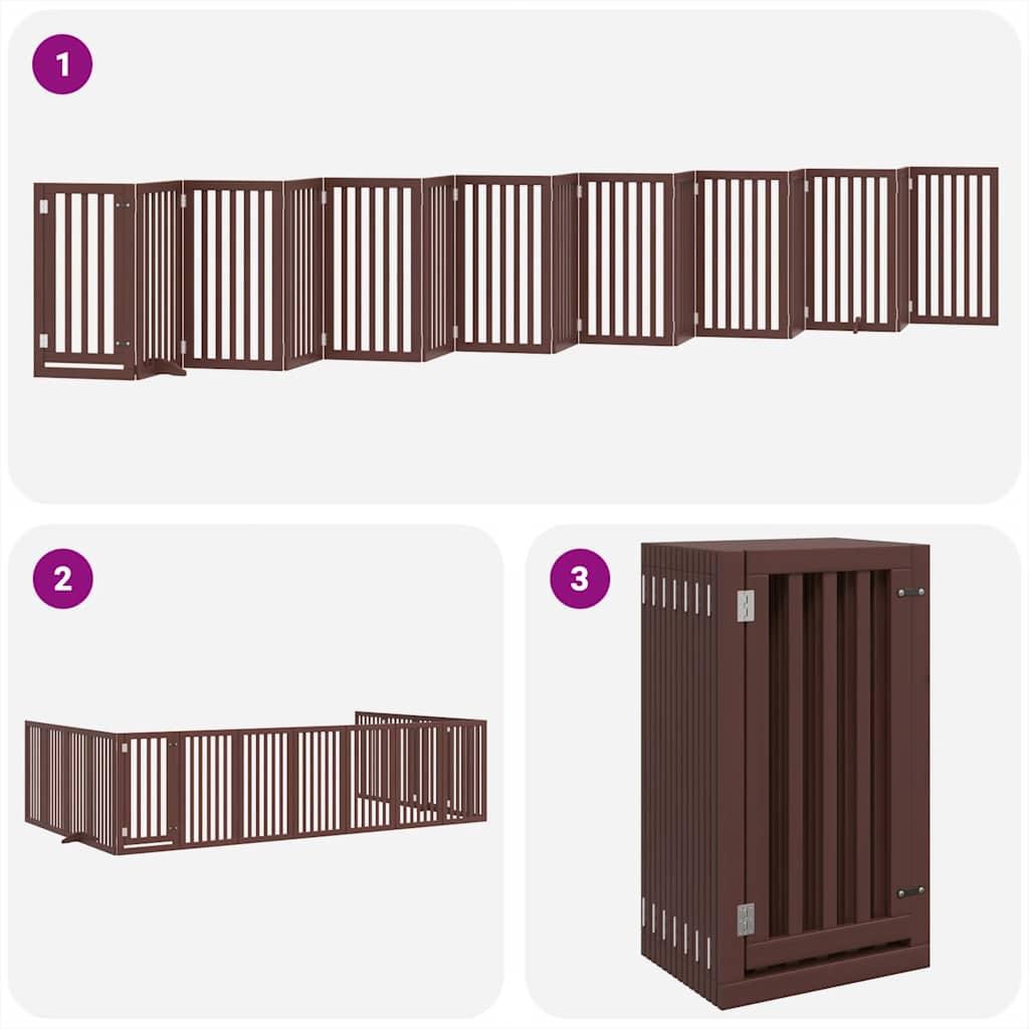 Voir la diapositive 5 : VIDAXL Barriere pour chien porte pliable 15 panneaux bois de peuplier