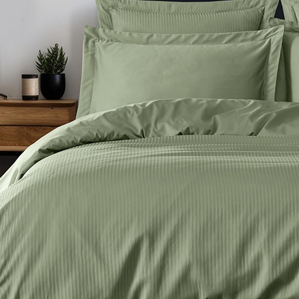 Sensei Maison Parure housse de couette rayée satin + 2 taies 50x70 cm VERSALUXE