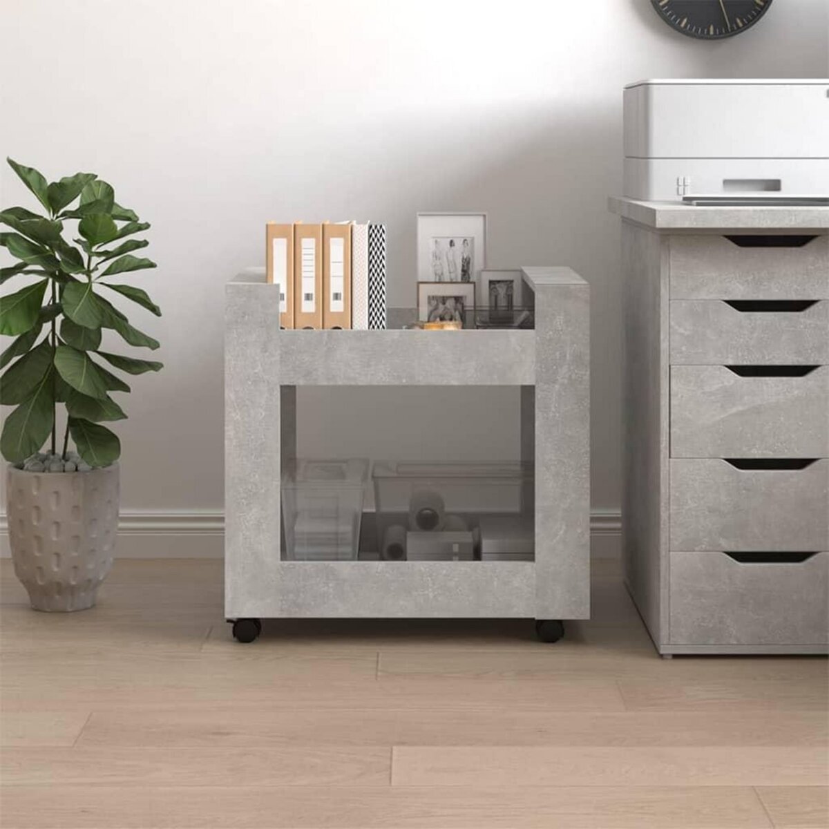 VIDAXL Chariot de bureau Gris beton 60x45x60 cm Bois d'ingenierie