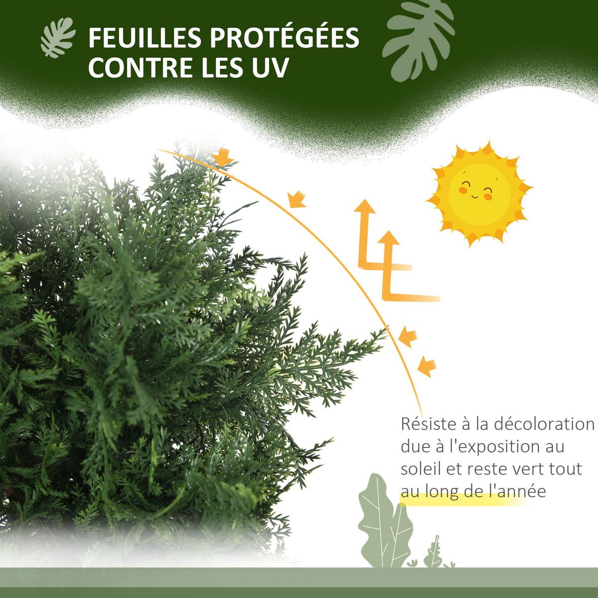 HOMCOM Lot de 2 plantes artificielles sapins cèdre H. 90 cm grand réalisme pot inclus