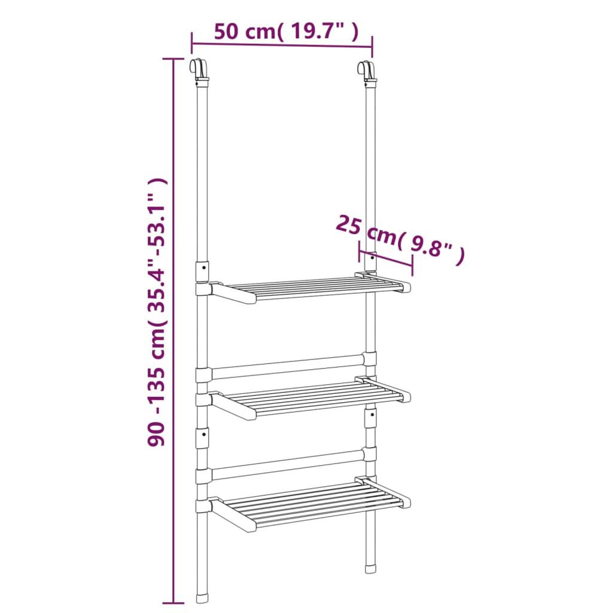 Voir la diapositive 6 : VIDAXL Sechoir a linge suspendu a 3 niveaux Aluminium