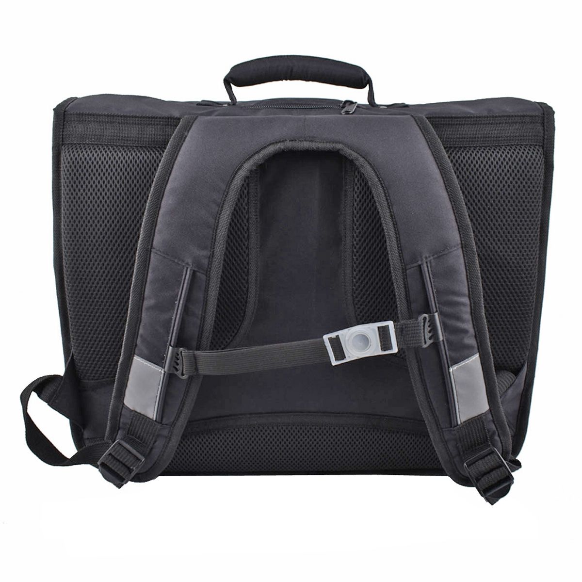 AUCHAN Cartable 41 cm CM1/CM2 noir pochette grise argentée
