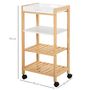 Voir la diapositive 3 : HOMCOM HOMCOM Chariot de service desserte de cuisine à roulettes 3 étagères + plateau amovible bois de pin MDF blanc