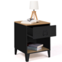 Voir la diapositive 4 : ID MARKET Lot de 2 tables de chevet ESTER 1 tiroir métal noir avec niche et plateau façon hêtre design industriel