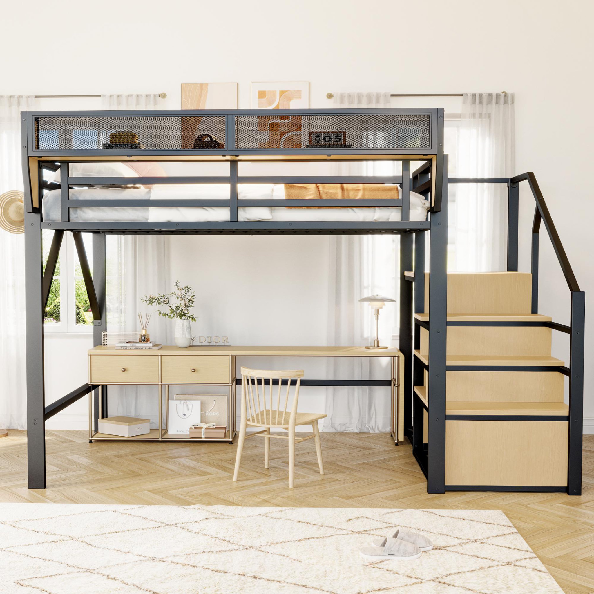 Voir la diapositive 4 : MERAX Lit mezzanine 140x200cm