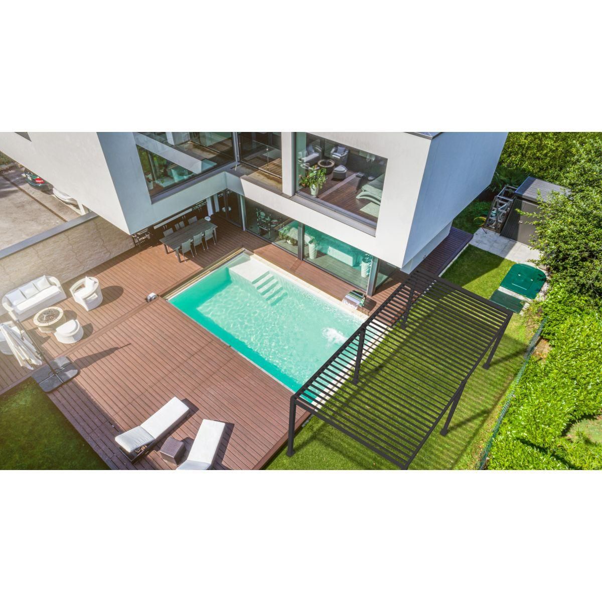 OMBREA Pergola Bioclimatique 3x6m anthracite 6 pieds OMBREA®