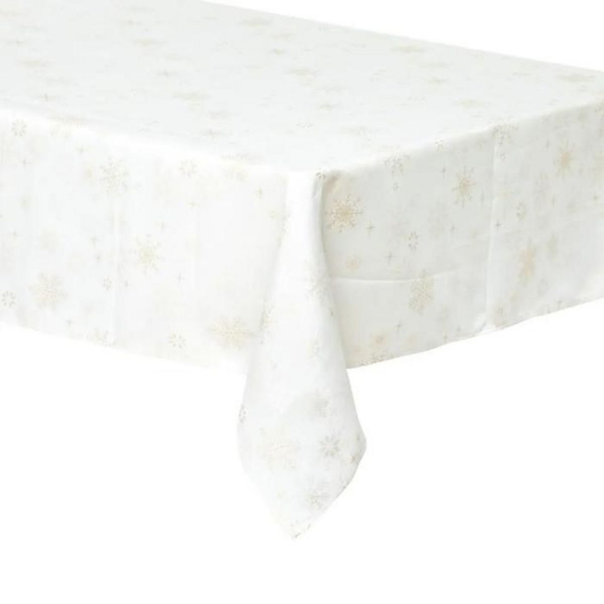 ATMOSPHERA Nappe Imprimée Flocon  Polaire  140x360cm Blanc & Or