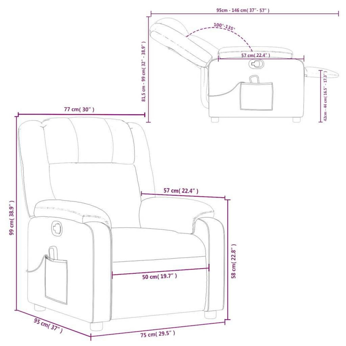 VIDAXL Fauteuil de massage inclinable Gris clair Tissu