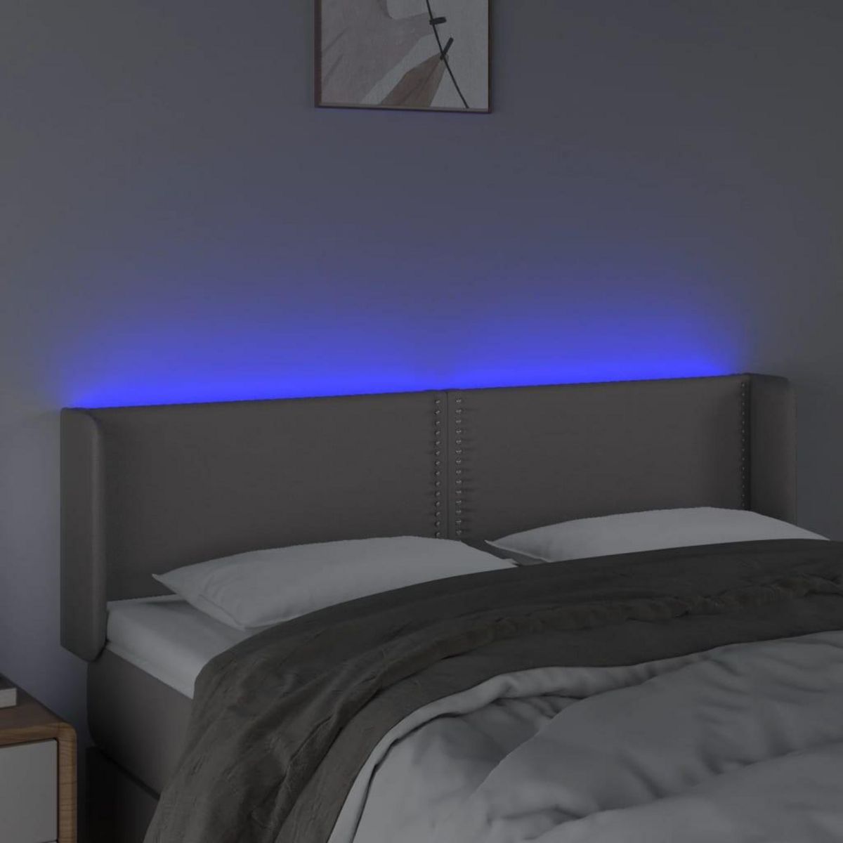 VIDAXL Tete de lit a LED Gris 147x16x78/88 cm Similicuir