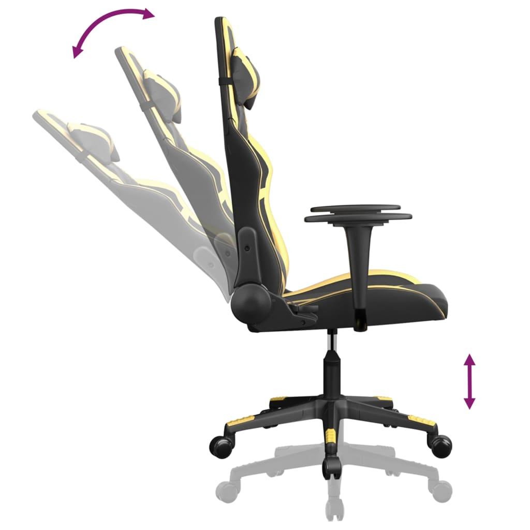 Voir la diapositive 5 : VIDAXL Chaise de jeu de massage Noir et dore Similicuir