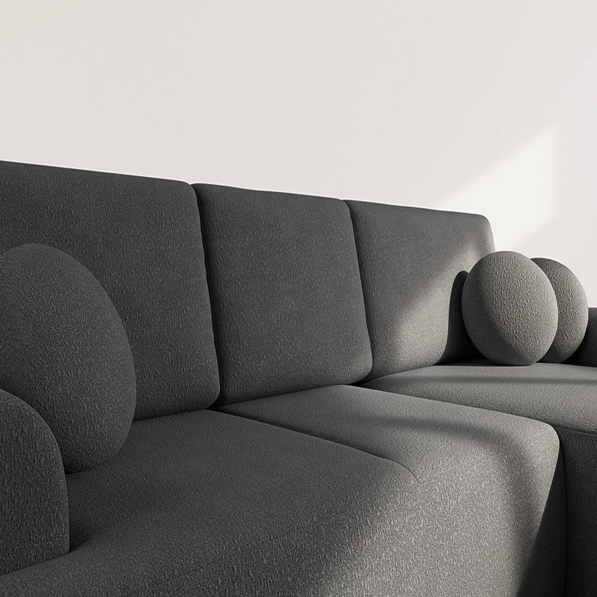 BEST MOBILIER Candela - canapé d'angle droit 4 places - convertible avec coffre - en tissu bouclette