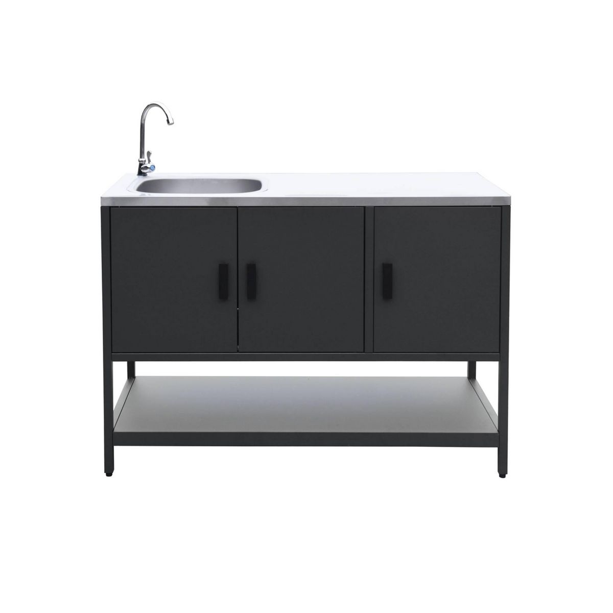 SWEEEK Cuisine extérieure Naxos 2 modules acier inoxydable barbecue gaz 3 brûleurs avec évier