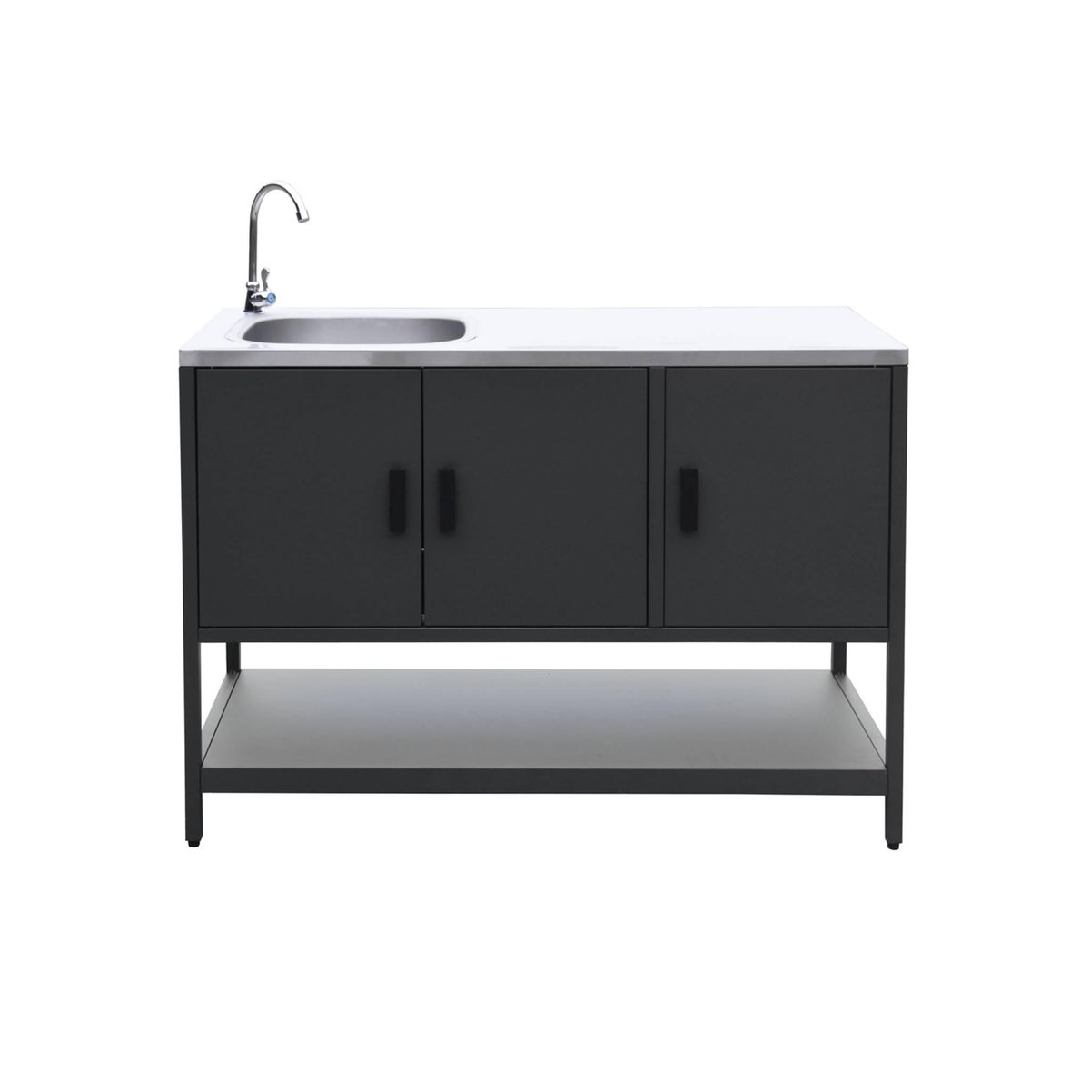 SWEEEK Cuisine extérieure Naxos 2 modules acier inoxydable barbecue gaz 3 brûleurs avec évier