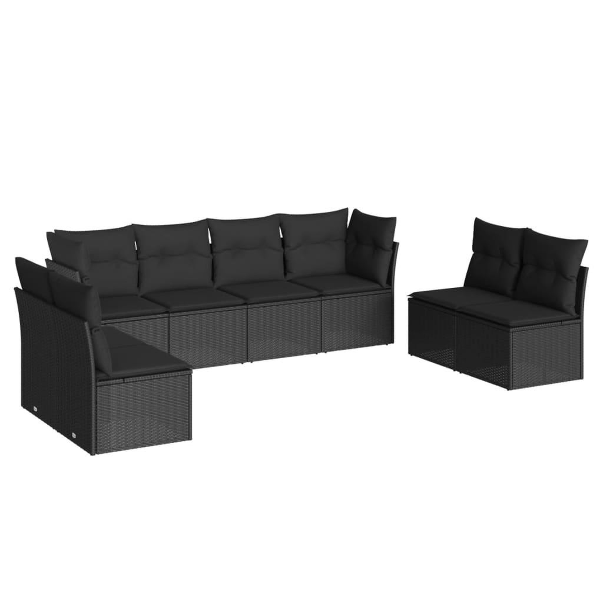 Voir la diapositive 2 : VIDAXL Salon de jardin 8 pcs avec coussins noir resine tressee