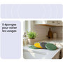 Voir la diapositive 2 : ESSENTIEL B Eponge en Silicone x5 - Hygiénique et Réutilisable, Nettoyage Multi-usages, Surfaces et Anti-rayures