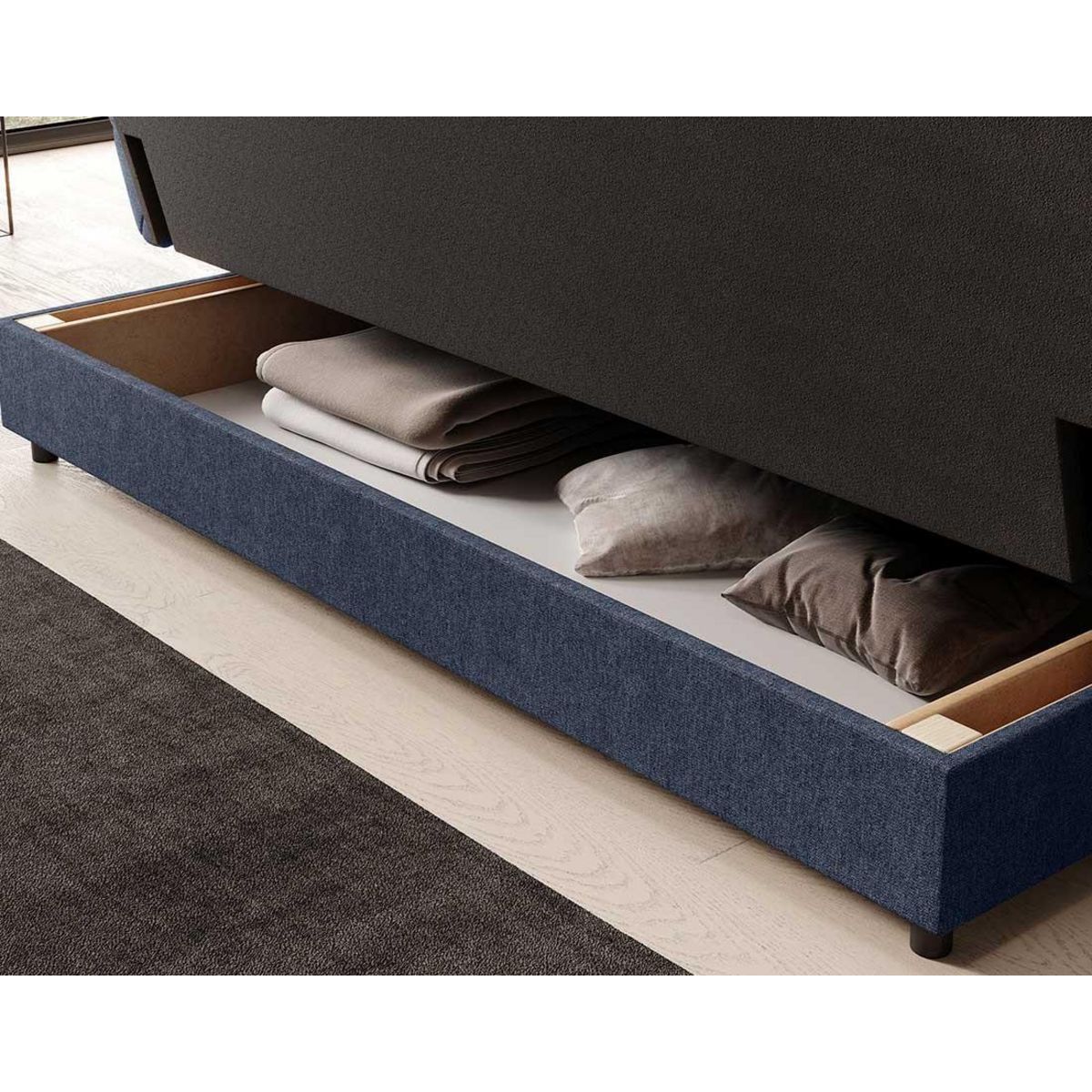 BEST MOBILIER Ezra - canapé convertible clic-clac 3 places avec coffre en tissu texturé