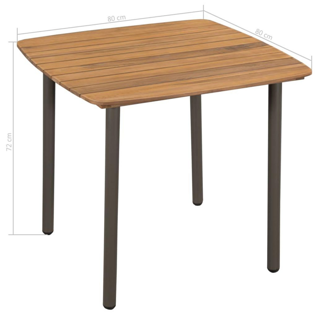VIDAXL Table de jardin 80 x 80 x 72 cm Bois d'acacia solide et acier