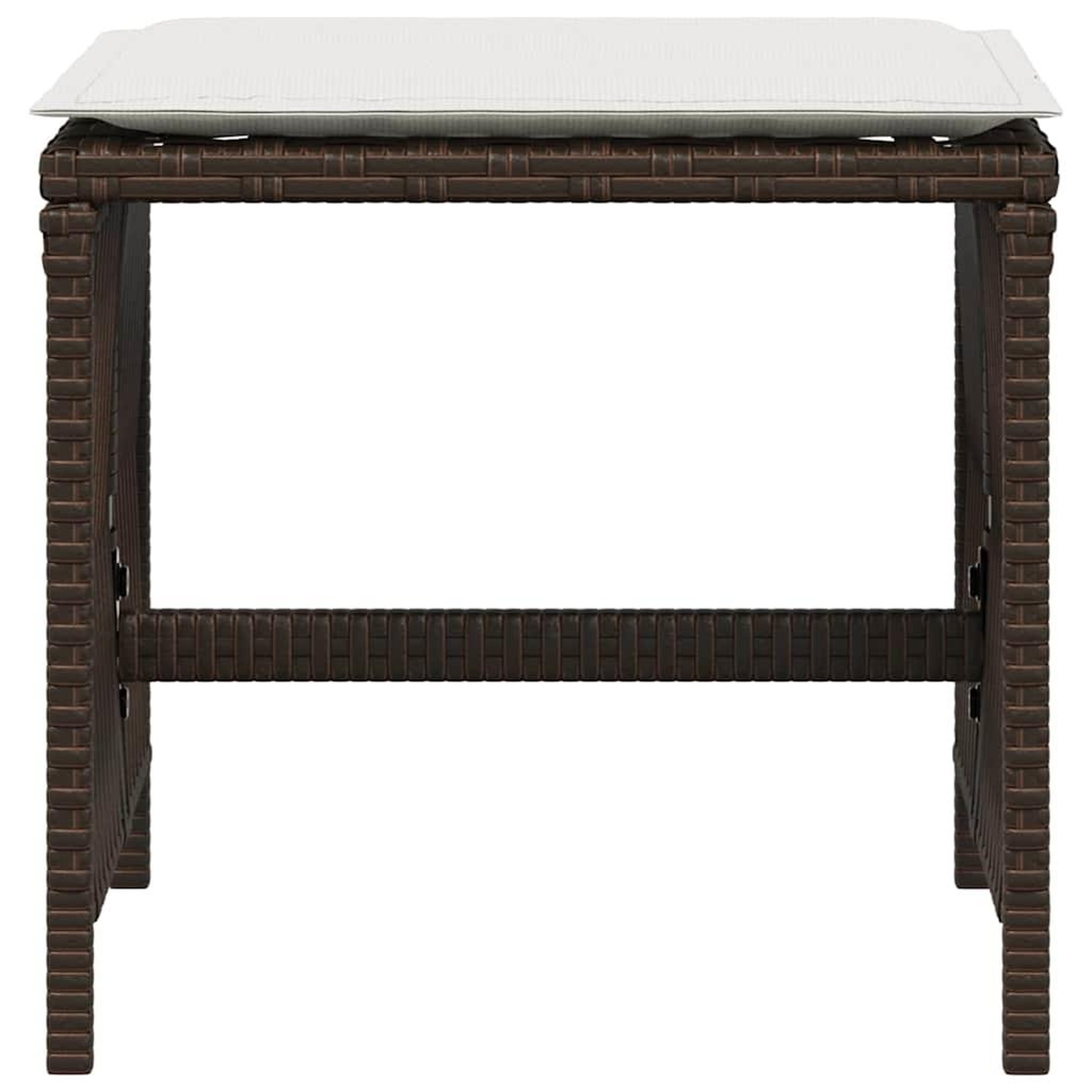 Voir la diapositive 5 : VIDAXL Tabourets de jardin et coussins lot de 4 marron resine tressee