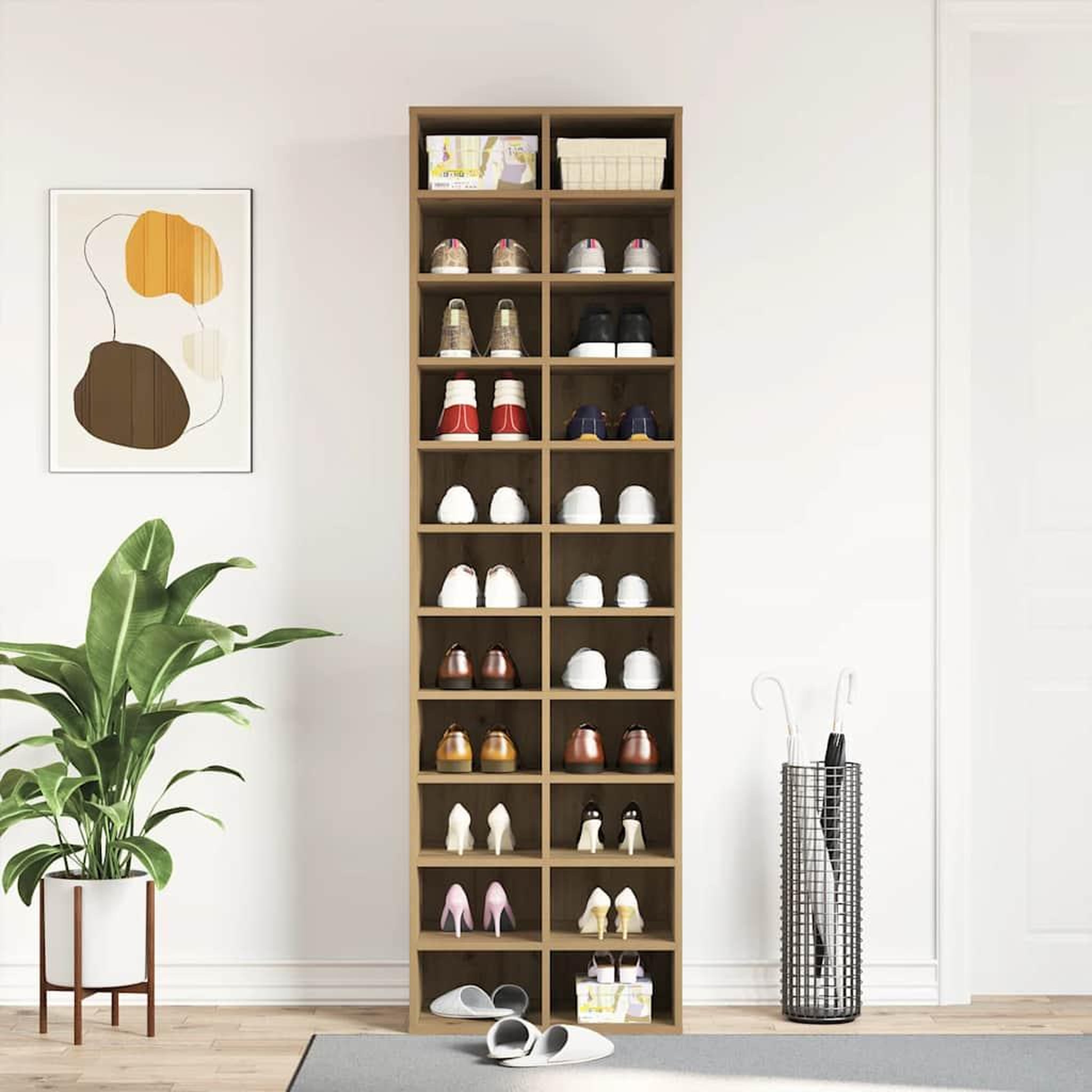 Voir la diapositive 4 : VIDAXL Meuble a chaussures chene artisanal 54x34x183cm bois ingenierie