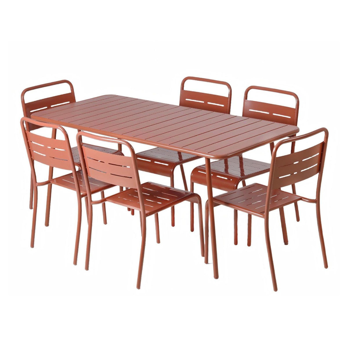 CONCEPT USINE Ensemble table de jardin 160 cm et 6 chaises terracotta BERGAME