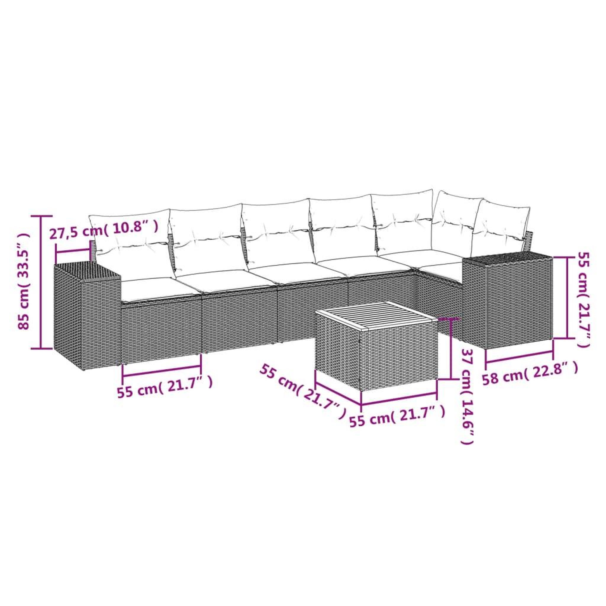 Voir la diapositive 4 : VIDAXL Salon de jardin 7 pcs avec coussins noir resine tressee
