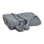 Voir la diapositive 2 : ACTUEL Plaid tricot uni en polyester finition pompons 400g/m² WINTER 