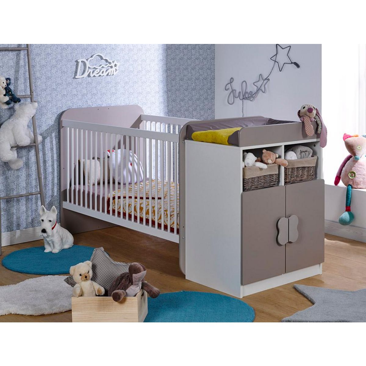 LOUPIOT Lit bébé combiné 70 x 140 cm évolutif 90 x 190 cm DREAM