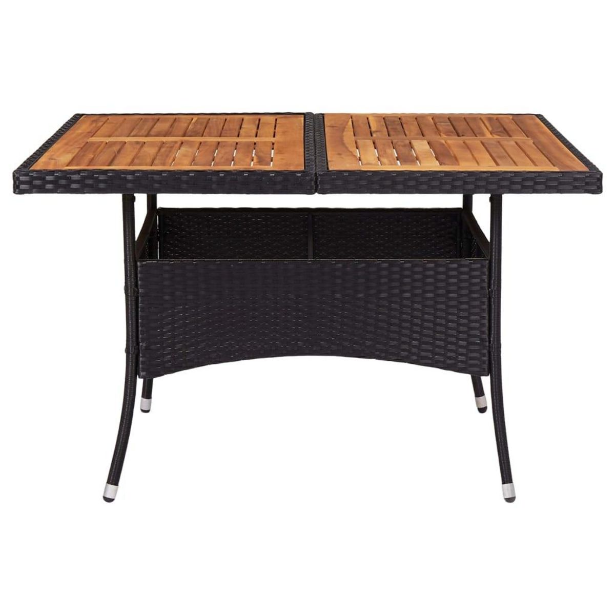 VIDAXL Table d'exterieur Noir Resine tressee et bois d'acacia solide
