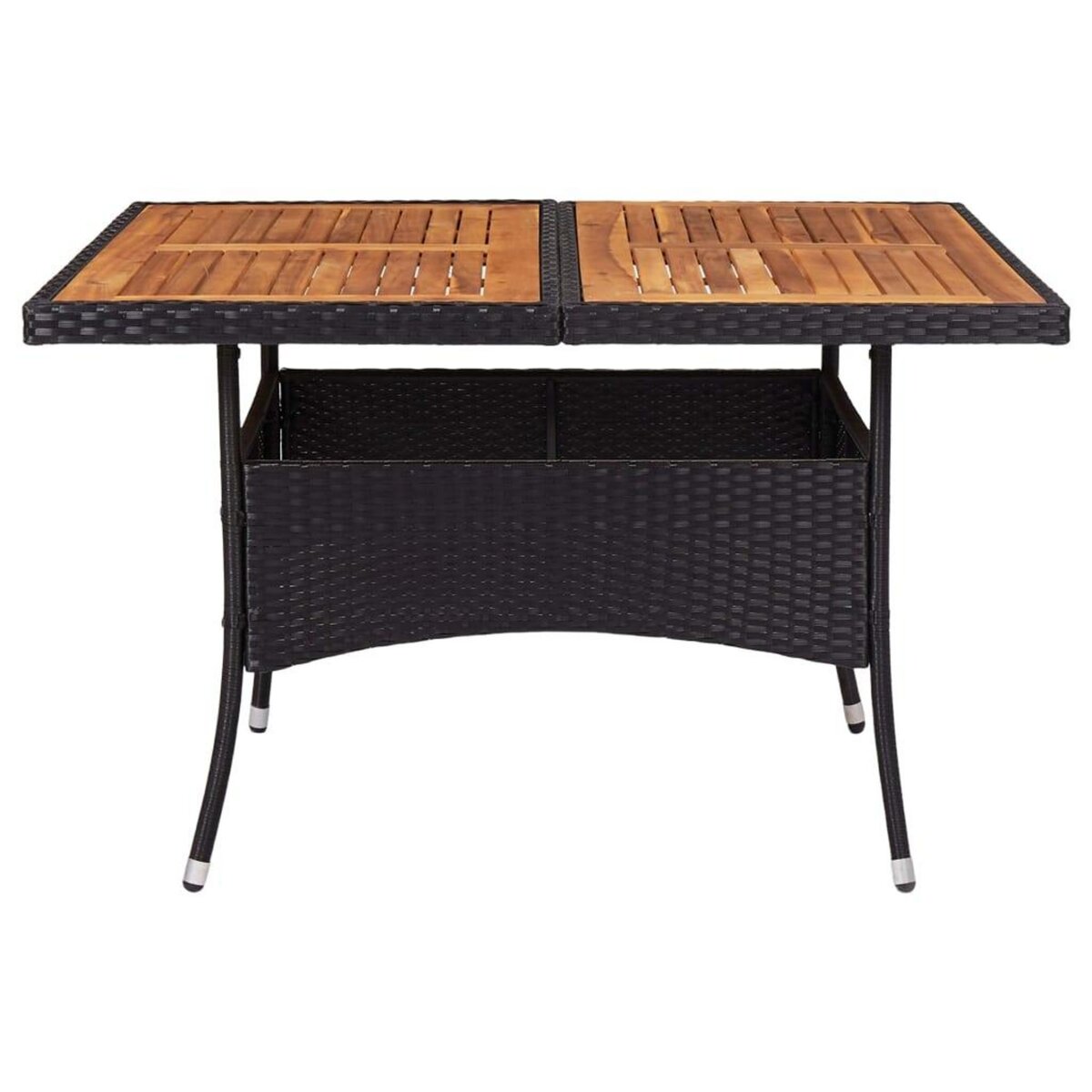 VIDAXL Table d'exterieur Noir Resine tressee et bois d'acacia solide