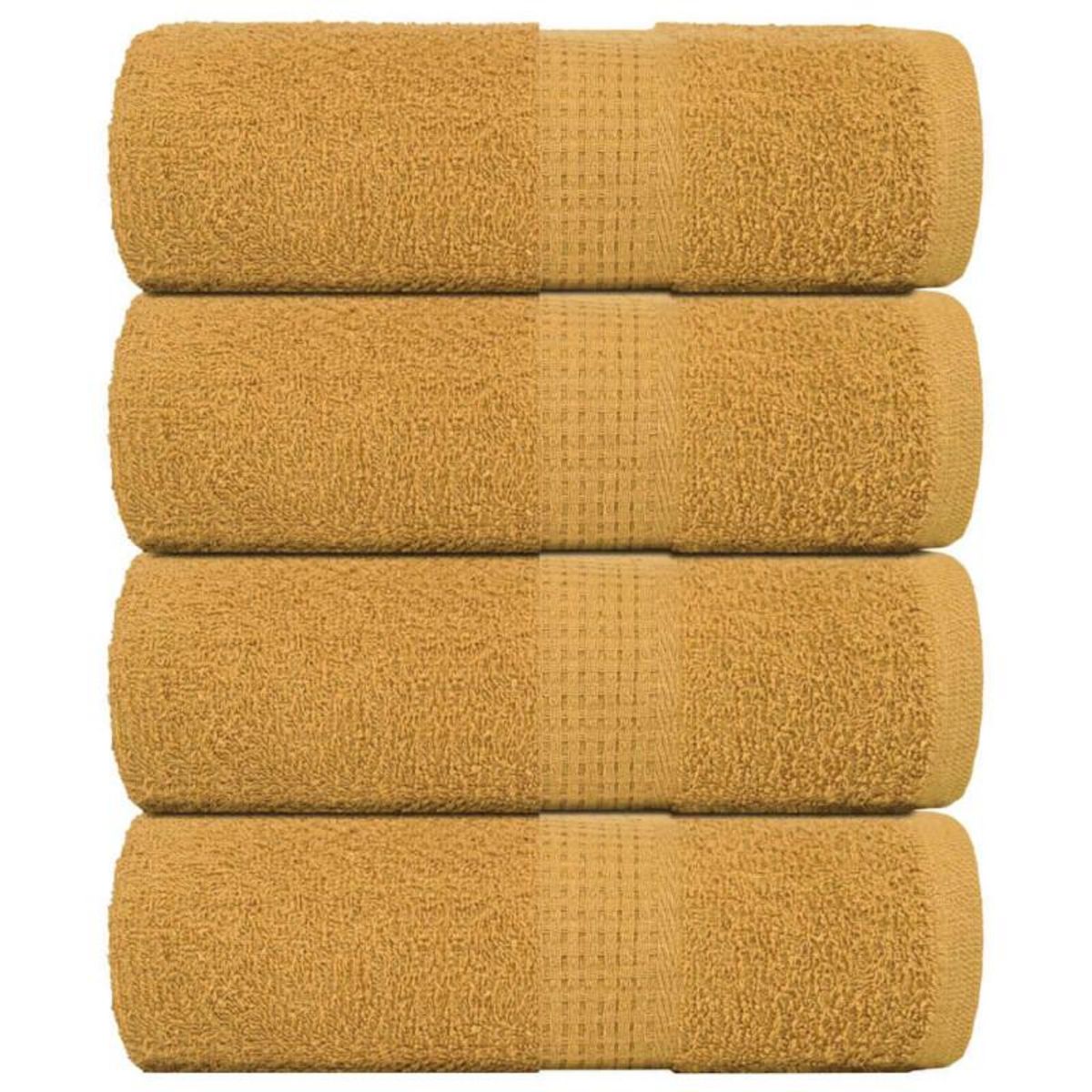 VIDAXL Serviettes de visage 4 pcs doré 30x30 cm 360 g m² 100% coton